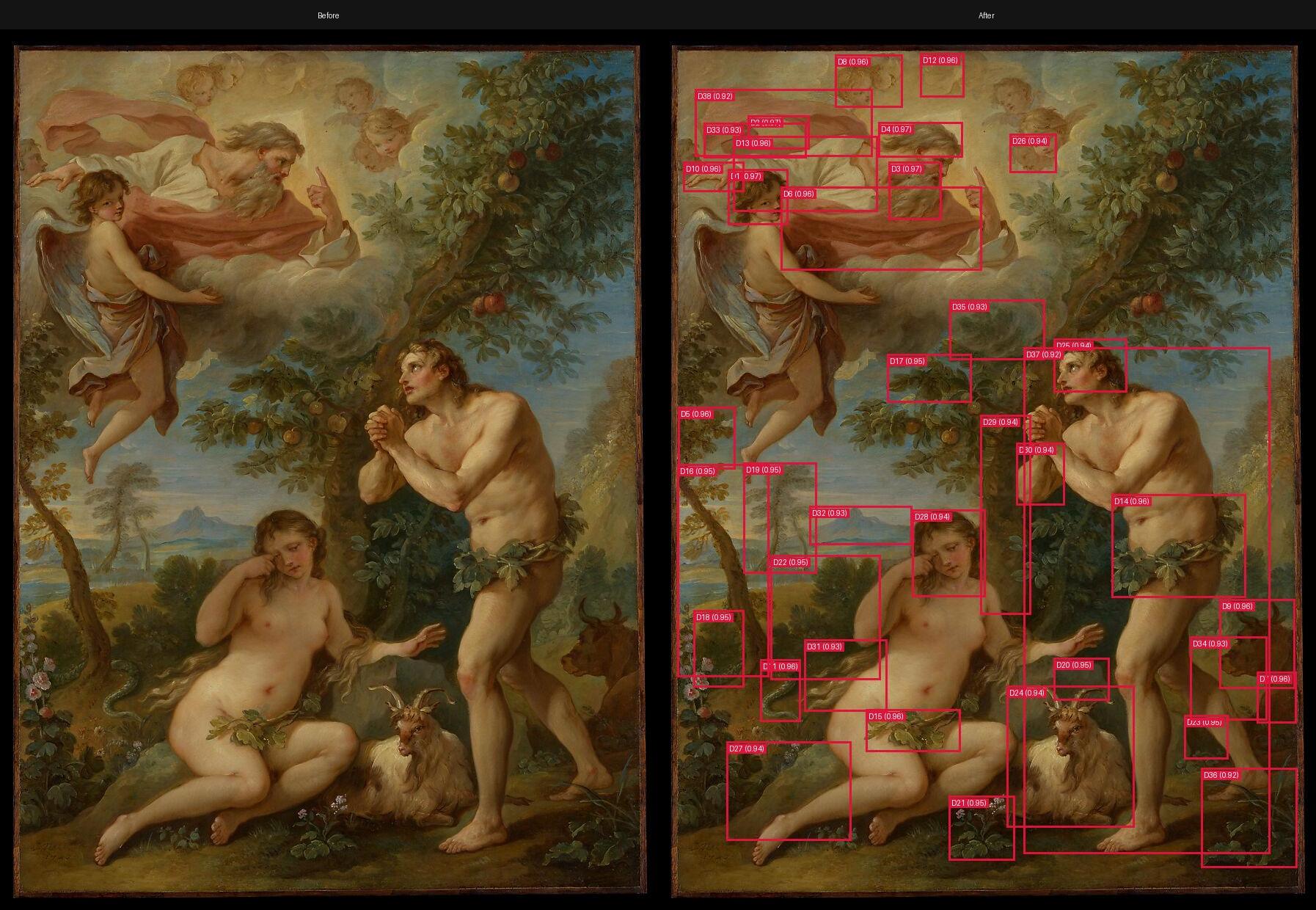 Charles Joseph Natoire, The Rebuke of Adam and Eve (1740)